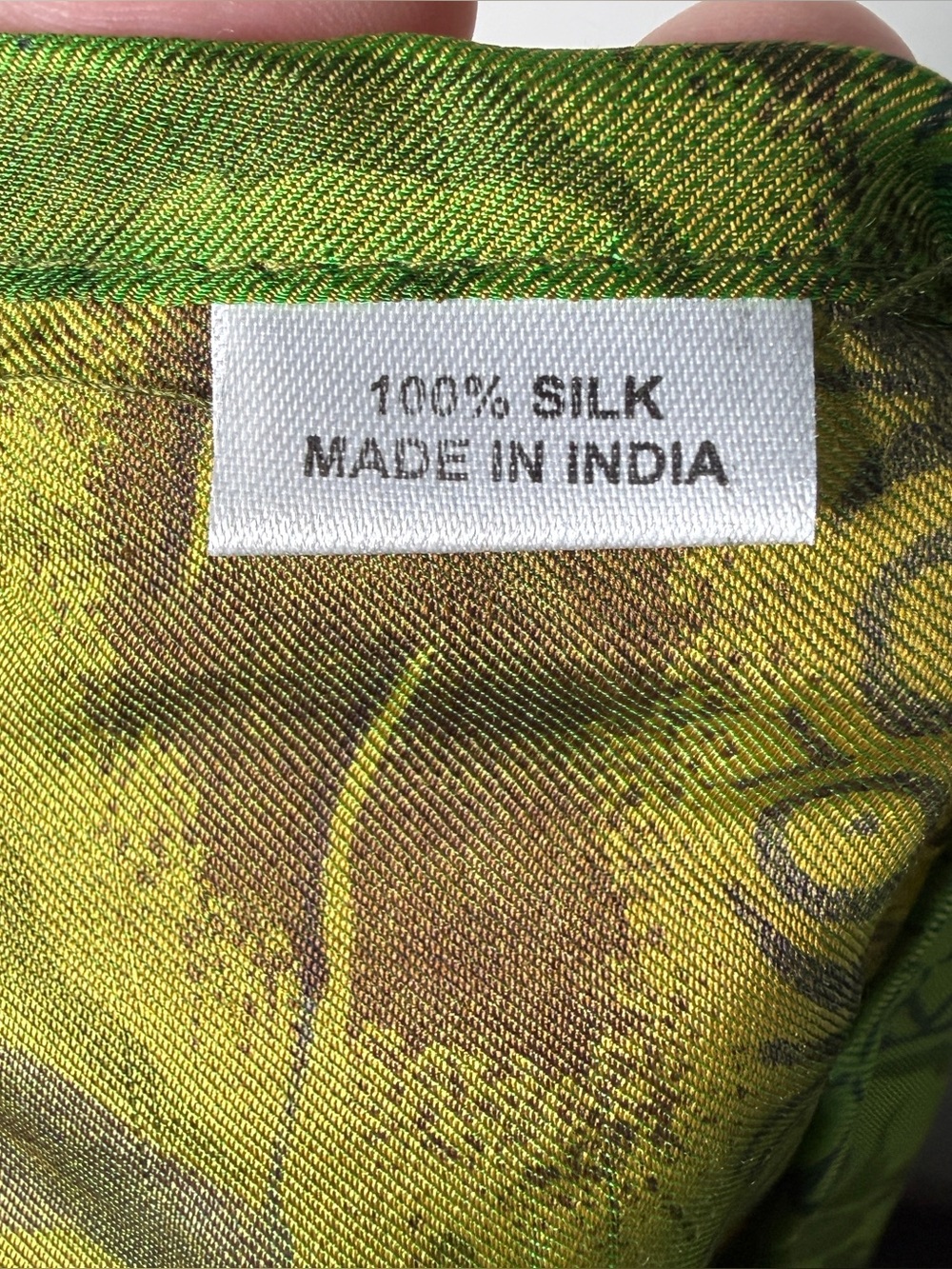 Guru Silk Patchwork Wrap Scarf Green Batik Tropical Print Boho Festival Sarong - Picture 4 of 8